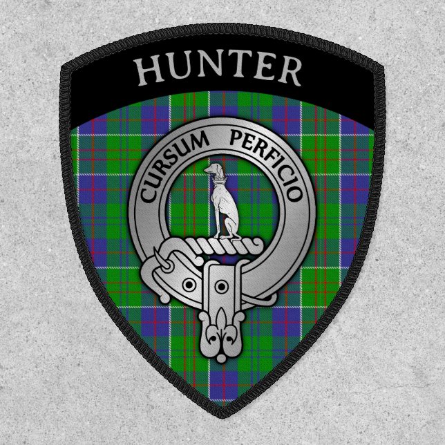 Clan Hunter Crest & Tartan Shield Patch (Front)