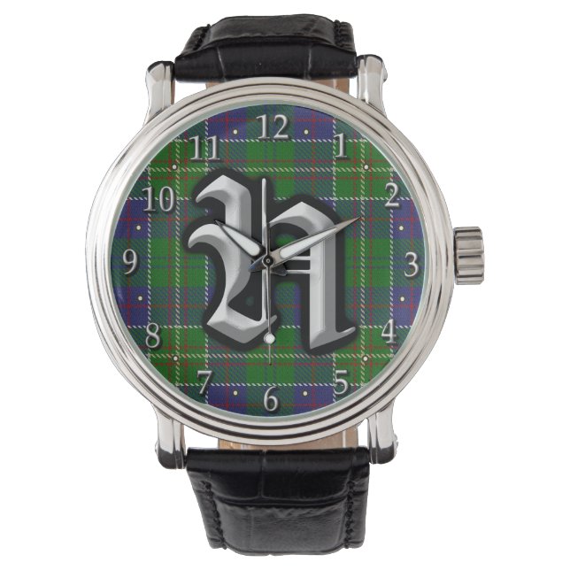 Clan Hunter Letter H Monogram Tartan Watch (Front)