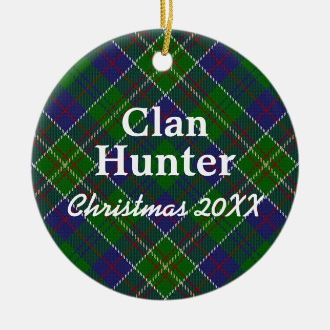 Clan Hunter Scottish Tartan Ceramic Ornament (Front)
