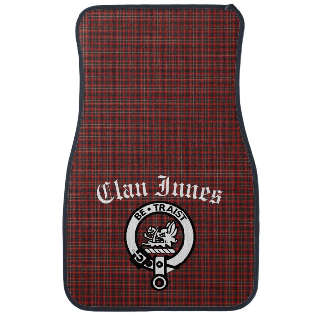 Clan Innes Crest Badge and Tartan  Car Floor Mat (Front)