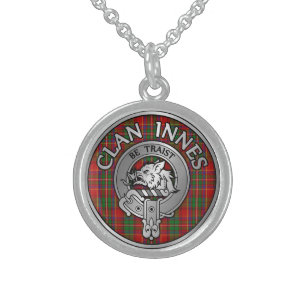 Clan Innes Crest & Tartan Sterling Silver Necklace