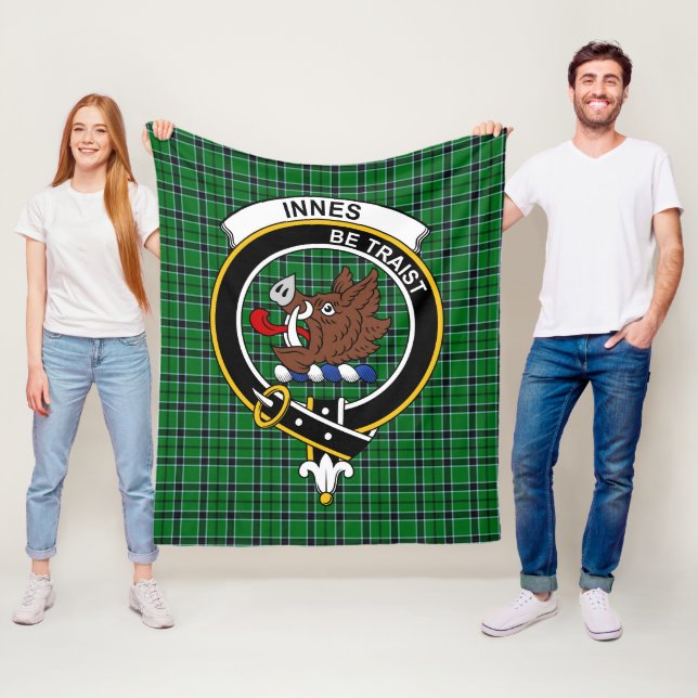 Clan Innes Hunting Tartan Plaid Fleece Blanket (In Situ)