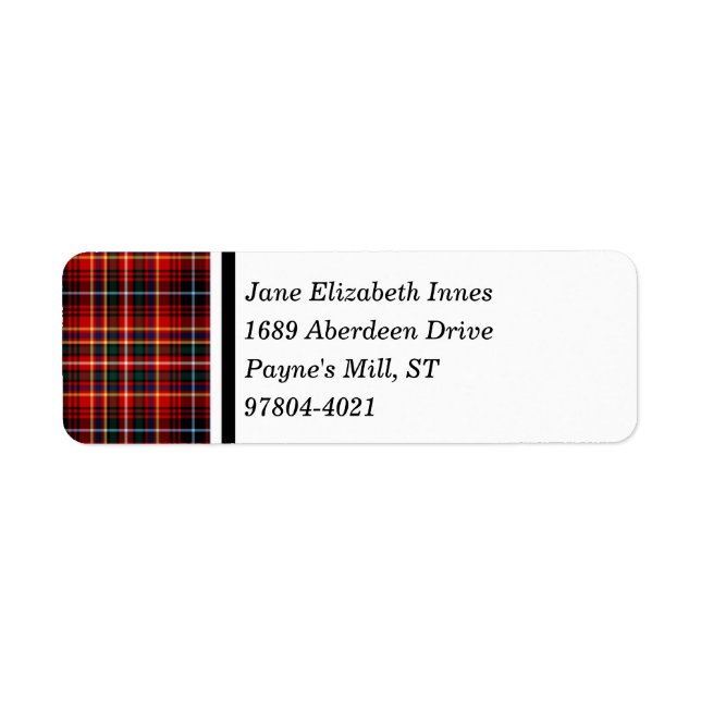 Clan Innes Tartan Red Scottish Plaid Label (Front)