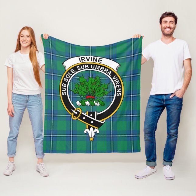 Clan Irvine Ancient Tartan Plaid Fleece Blanket (In Situ)