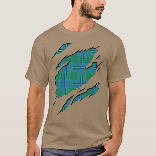 Clan Irvine Irwin Tartan Plaid Effects T-Shirt (Front)