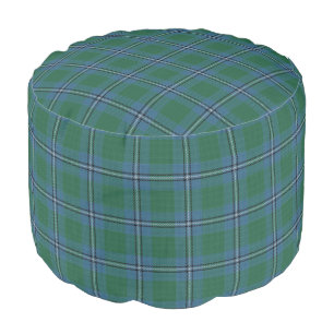Clan Irvine Scottish Style Blue Green Tartan Pouf