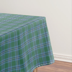 Clan Irvine Tartan Light Blue and Green Plaid Tablecloth