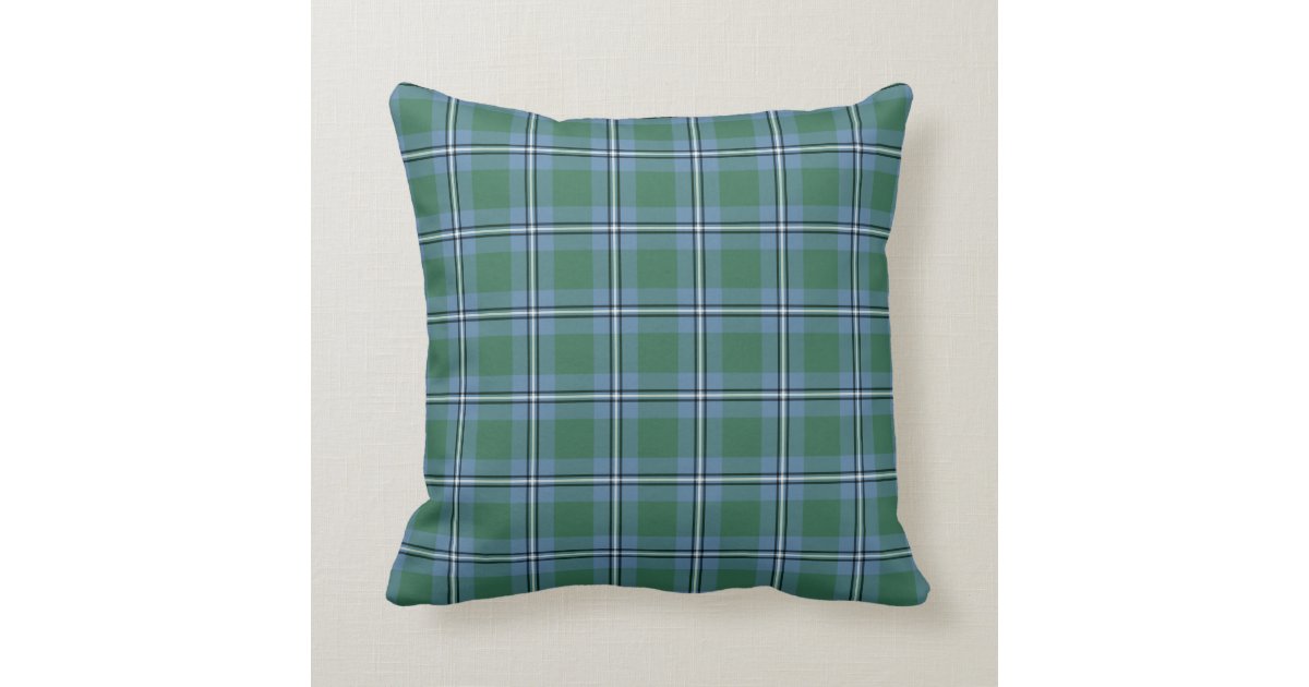 Clan Irvine Tartan Light Blue And Green Plaid Throw Pillow Zazzle Com