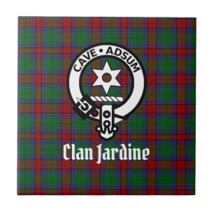 Clan Jardine Crest Badge And Tartan Ceramic Tile