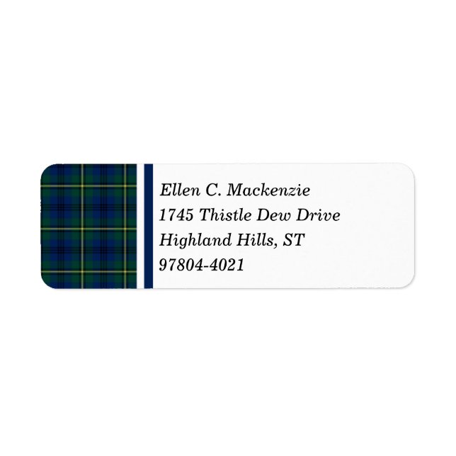 Clan Johnston Blue and Green Scottish Tartan Label (Front)