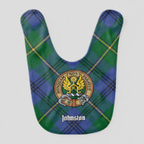 Clan Johnston Crest over Tartan Baby Bib