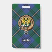 Clan Johnston Crest over Tartan Badge