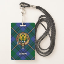 Clan Johnston Crest over Tartan Badge