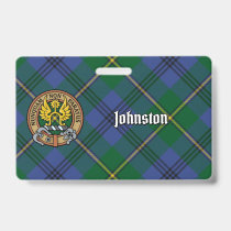 Clan Johnston Crest over Tartan Badge