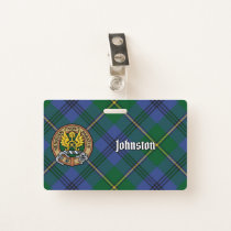 Clan Johnston Crest over Tartan Badge