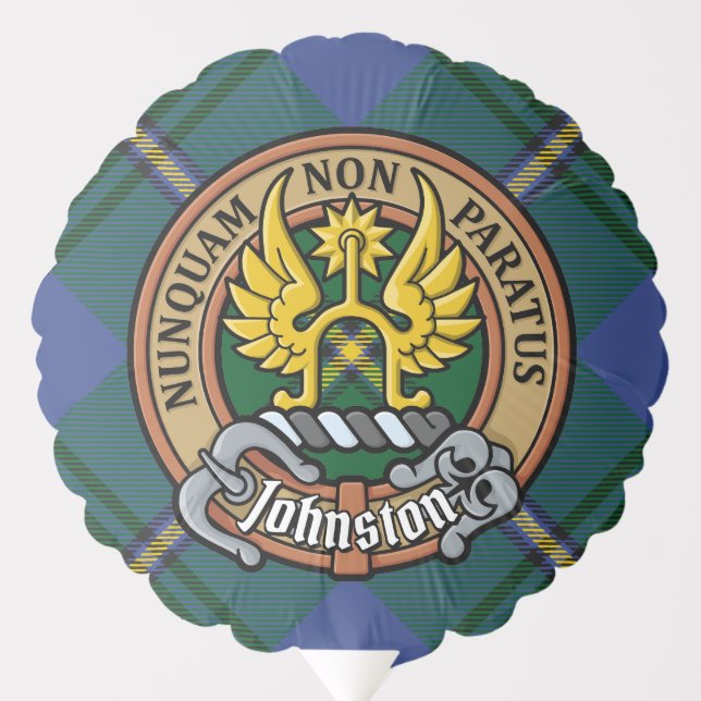 Clan Johnston Crest over Tartan Balloon (Front)