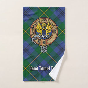 Clan Johnston Crest over Tartan Bath Towel Set