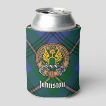 Clan Johnston Crest over Tartan Can Cooler