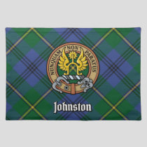 Clan Johnston Crest over Tartan Cloth Placemat