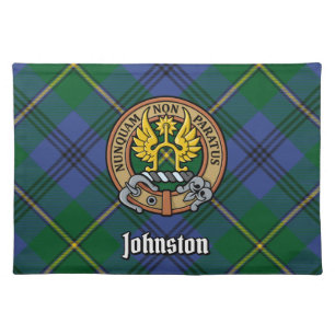 Clan Johnston Crest over Tartan Cloth Placemat