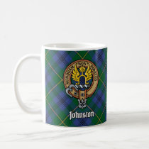 Clan Johnston Crest over Tartan Coffee Mug