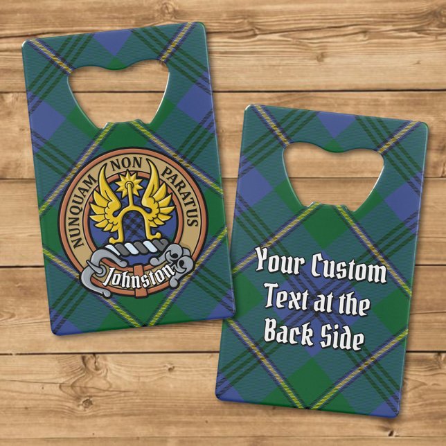 Clan Johnston Crest over Tartan Credit Card Bottle Opener (Creator Uploaded)