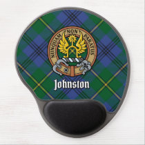 Clan Johnston Crest over Tartan Gel Mouse Pad