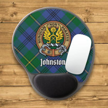 Clan Johnston Crest over Tartan Gel Mouse Pad