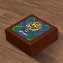 Clan Johnston Crest over Tartan Gift Box