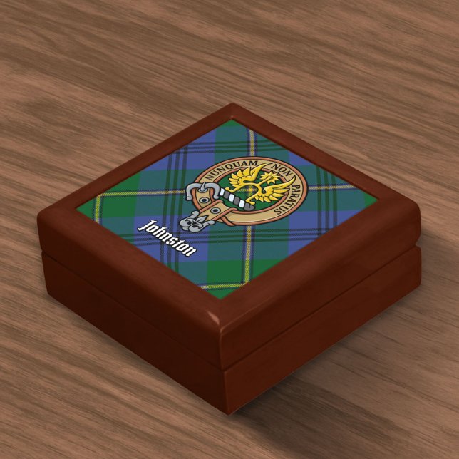 Clan Johnston Crest over Tartan Gift Box (Creator Uploaded)