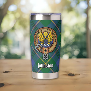 Clan Johnston Crest over Tartan Insulated Tumbler
