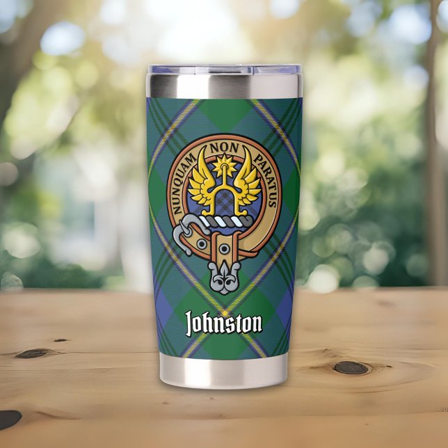 Clan Johnston Crest over Tartan Insulated Tumbler (Creator Uploaded)