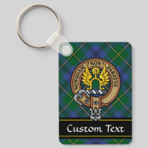 Clan Johnston Crest over Tartan Keychain