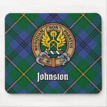 Clan Johnston Crest over Tartan Mouse Pad