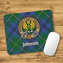 Clan Johnston Crest over Tartan Mouse Pad