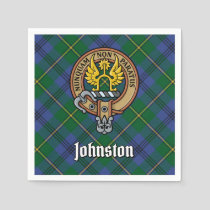Clan Johnston Crest over Tartan Napkins