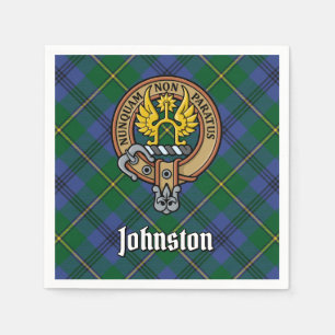 Clan Johnston Crest over Tartan Napkins