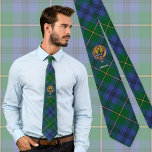 Clan Johnston Crest over Tartan Neck Tie