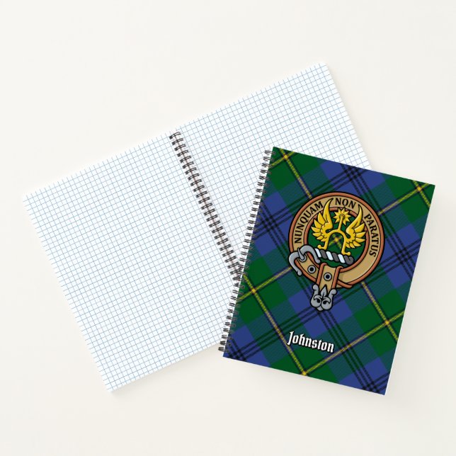 Clan Johnston Crest over Tartan Notebook (Inside)