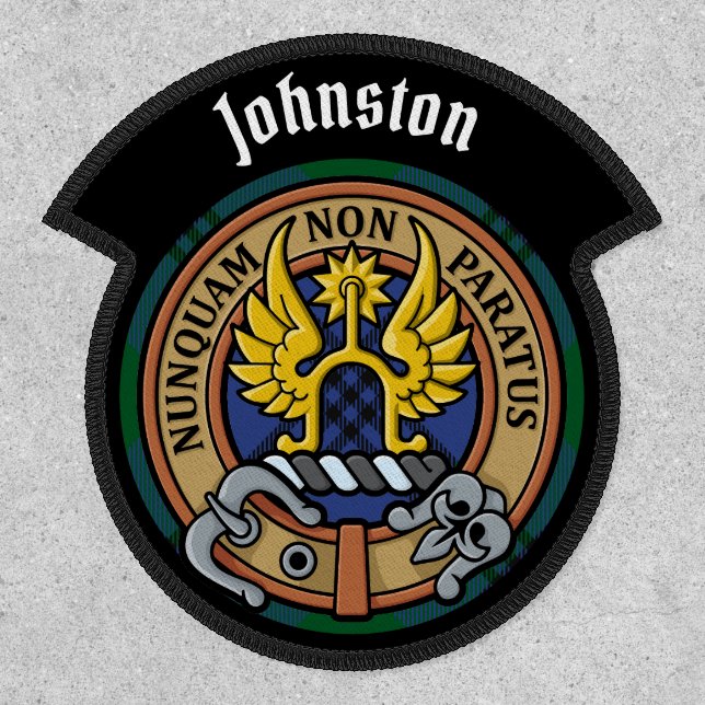 Clan Johnston Crest over Tartan Patch (Front)