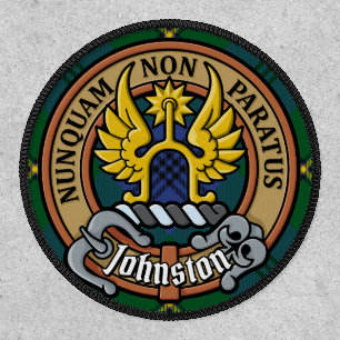 Clan Johnston Crest over Tartan Patch