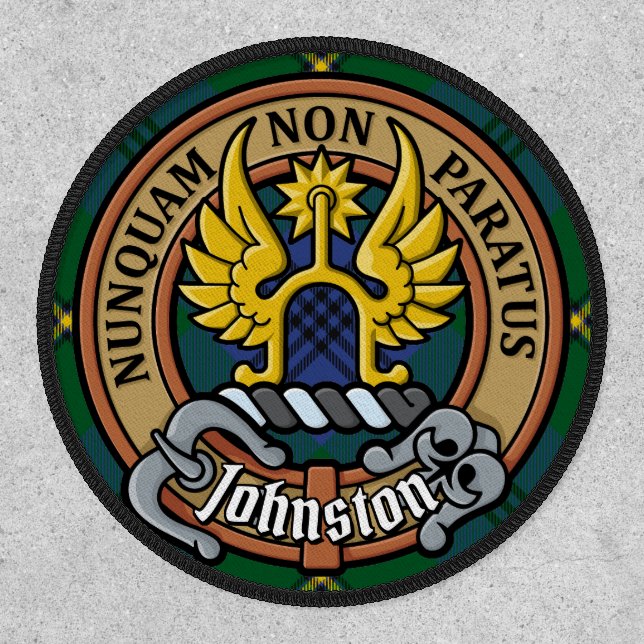 Clan Johnston Crest over Tartan Patch (Front)