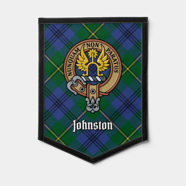 Clan Johnston Crest over Tartan Pennant (Front)