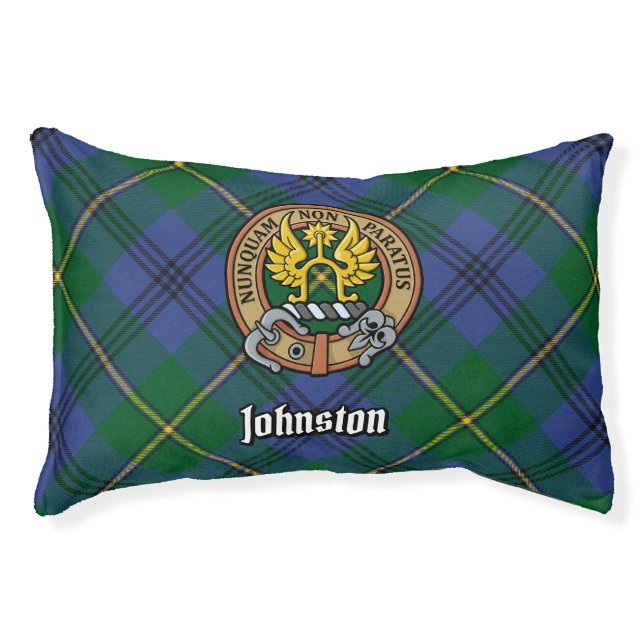 Clan Johnston Crest over Tartan Pet Bed (Front)