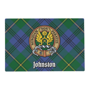 Clan Johnston Crest over Tartan Placemat