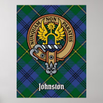 Clan Johnston Crest over Tartan Poster