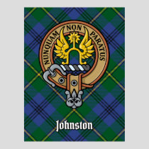 Clan Johnston Crest over Tartan Poster