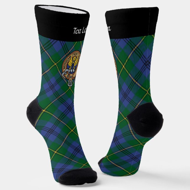 Clan Johnston Crest over Tartan Socks (Angled)