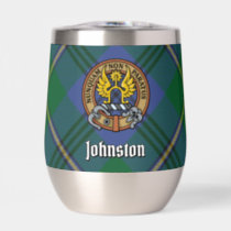 Clan Johnston Crest over Tartan Thermal Wine Tumbler