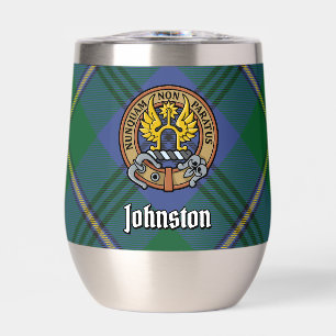 Clan Johnston Crest over Tartan Thermal Wine Tumbler
